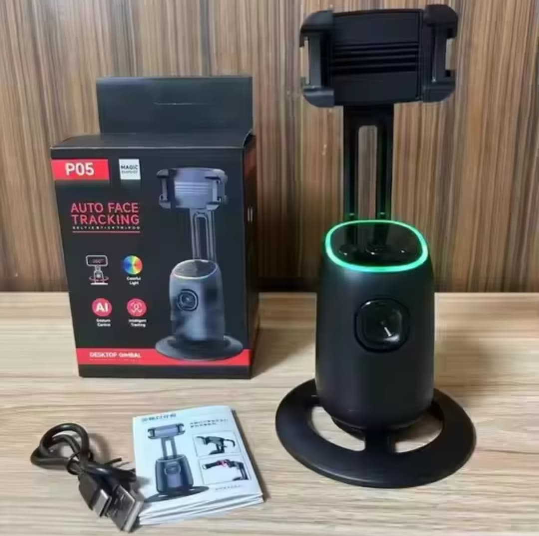 P05 Al Intelligent Tracker Gimbal Stabilizer Combo | 360° Auto Face Tracking | Smart Gesture Control | No App Required | Selfie Vlogging Camera with Wireless Mic for Seamless Recording 4