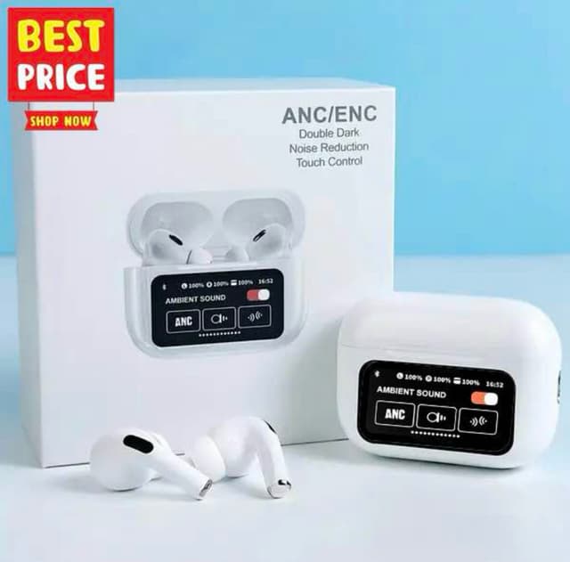 White Airpod Display ANC/ENC Double Dark Noise Reduction Touch Control