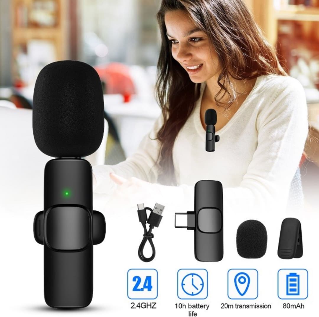 Best K9 2.4G Dual Wireless Lavalier Clip-on Microphone, Omnidirectional Wireless Mic for Interview, YouTuber, Video Recording and Live Streaming