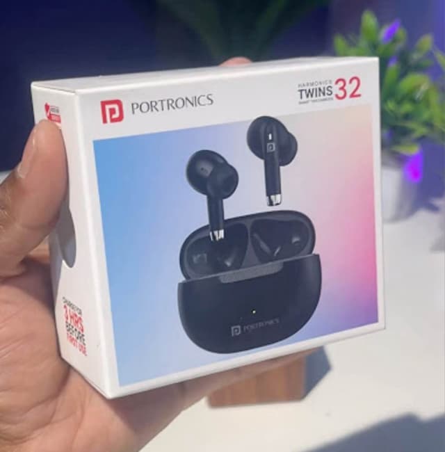 PORTRONICS Harmonics Twins 32 30 Hours Playtime| 10mm Dynamic Driver | IPX5 Water Resistant | Type C Fast Charging