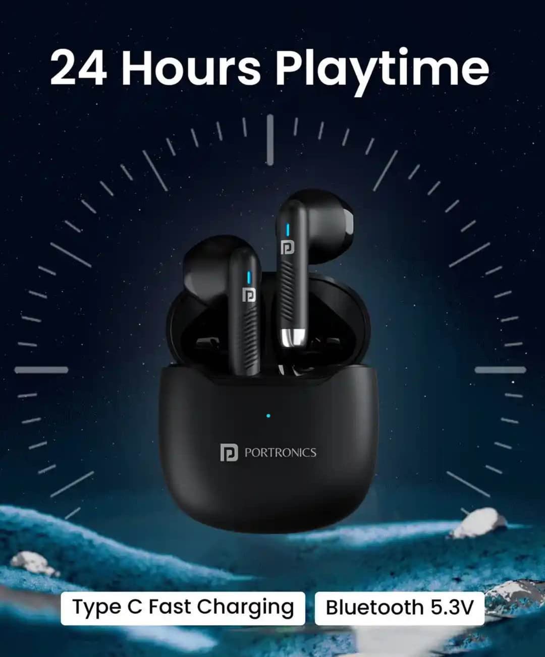 PORTRONICS Harmonics Twins 32 30 Hours Playtime| 10mm Dynamic Driver | IPX5 Water Resistant | Type C Fast Charging 2