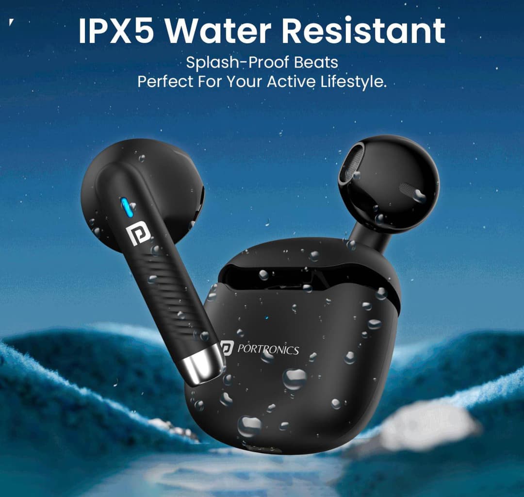 PORTRONICS Harmonics Twins 32 30 Hours Playtime| 10mm Dynamic Driver | IPX5 Water Resistant | Type C Fast Charging 3