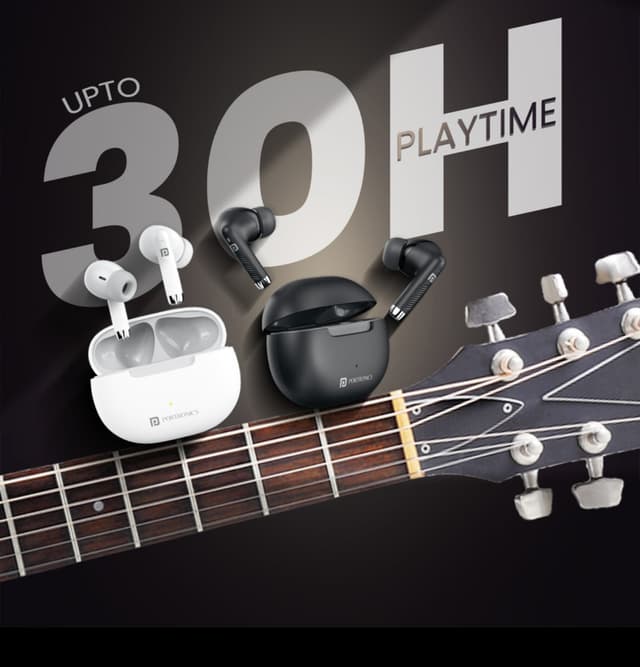 Portronics Harmonics Twins 32 30 Hours Playtime| 10mm Dynamic Driver | IPX5 Water Resistant | Type C Fast Charging