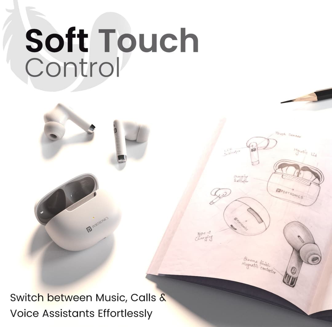 Portronics Harmonics Twins 32 30 Hours Playtime| 10mm Dynamic Driver | IPX5 Water Resistant | Type C Fast Charging 3