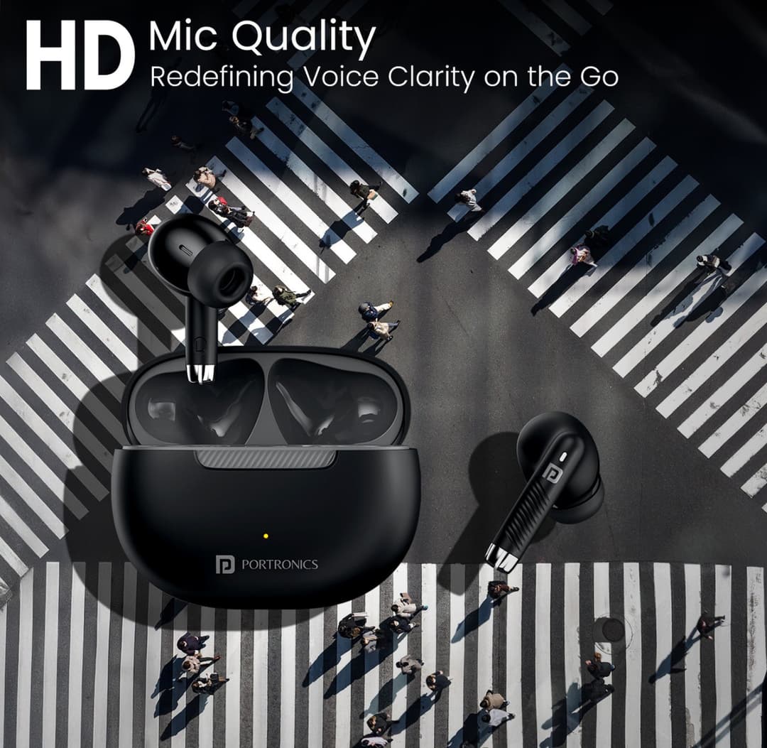 Portronics Harmonics Twins 32 30 Hours Playtime| 10mm Dynamic Driver | IPX5 Water Resistant | Type C Fast Charging 5