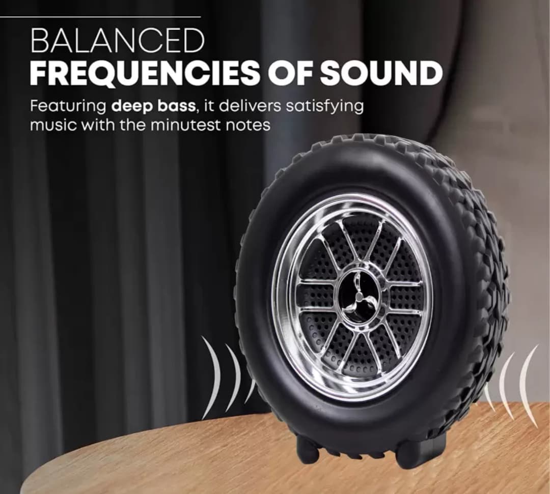 Wheel Speaker CY-666 Small Size Bluetooth V 5.1 Speaker Explosive Sound 10W Power Speaker Output with USB Playback Time 8 hrs Black 2