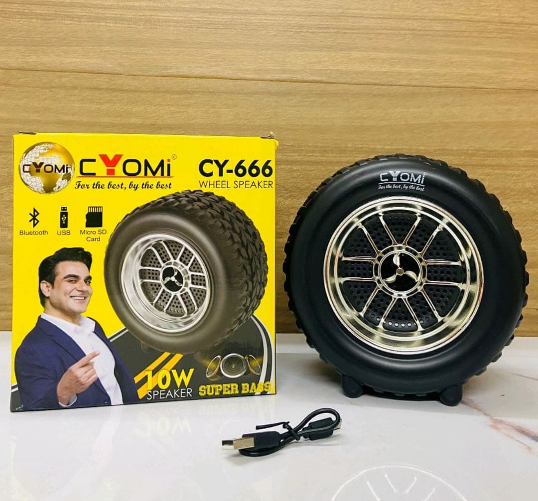 Wheel Speaker CY-666 Small Size Bluetooth V 5.1 Speaker Explosive Sound 10W Power Speaker Output with USB Playback Time 8 hrs Black 3