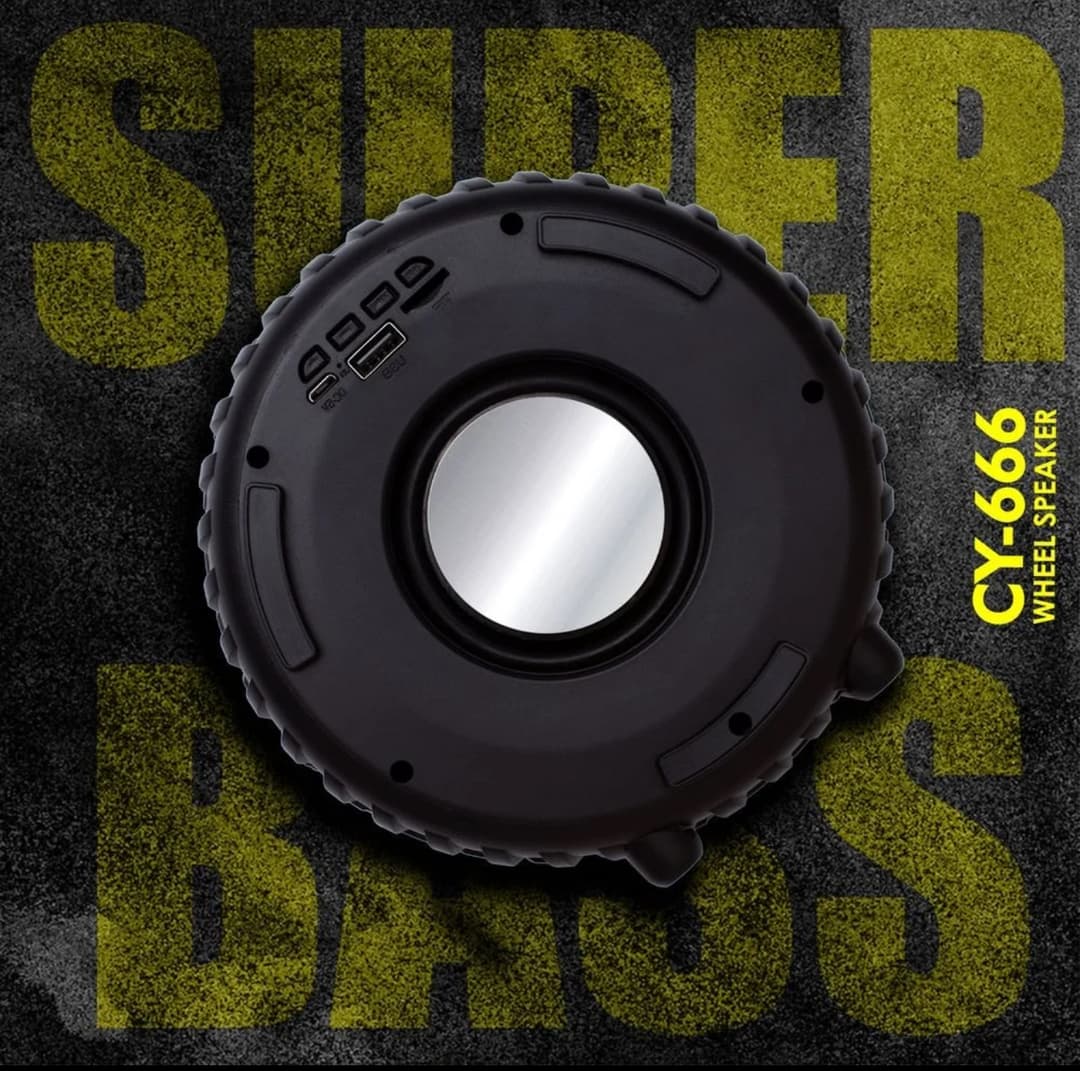 Wheel Speaker CY-666 Small Size Bluetooth V 5.1 Speaker Explosive Sound 10W Power Speaker Output with USB Playback Time 8 hrs Black 4