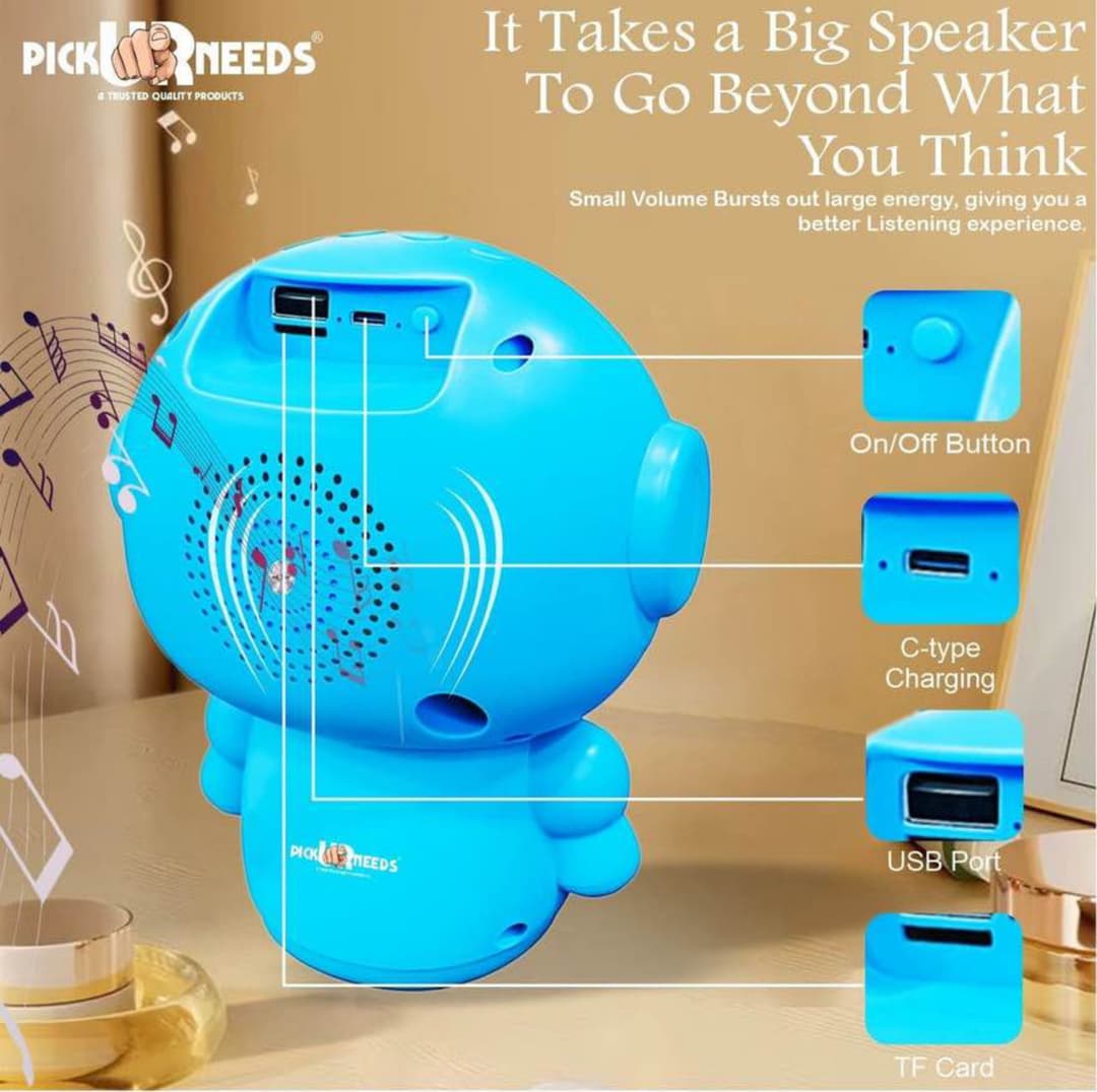 Portable Astronaut Wireless Speaker with Dynamic Sound, LED, 2000mAh 5W Bluetooth 1