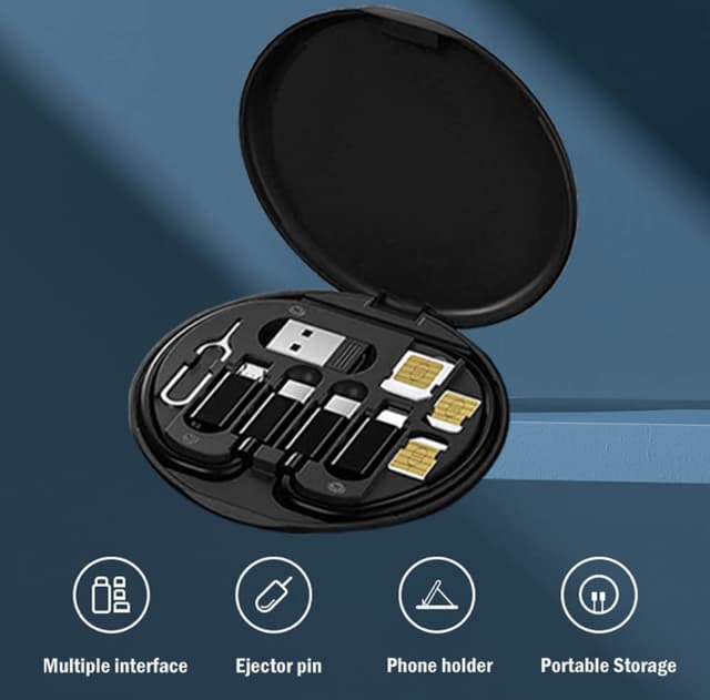 60W Multi Function All in One Quick Charging Data Cable Storage Kit Multiple Connectors Micro iPh C Type USB