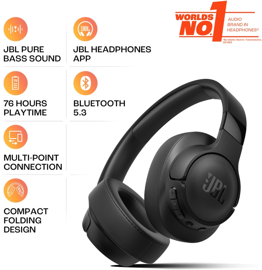 JB 760NC Wireless On-Ear Headphones | Pure Bass Sound | Bluetooth | 40H Battery Life | Quick Charge | Built-in Mic 2
