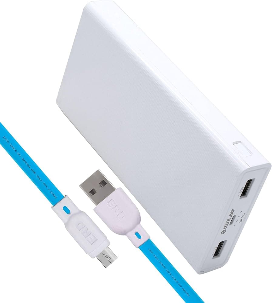 ERD PB-60 Li-ion Power Bank | 20100mAh | Dual Output Port and Single Input Port | Compatible with Smartphones, Smart Watches, Neckbands & Other Devices | White 2