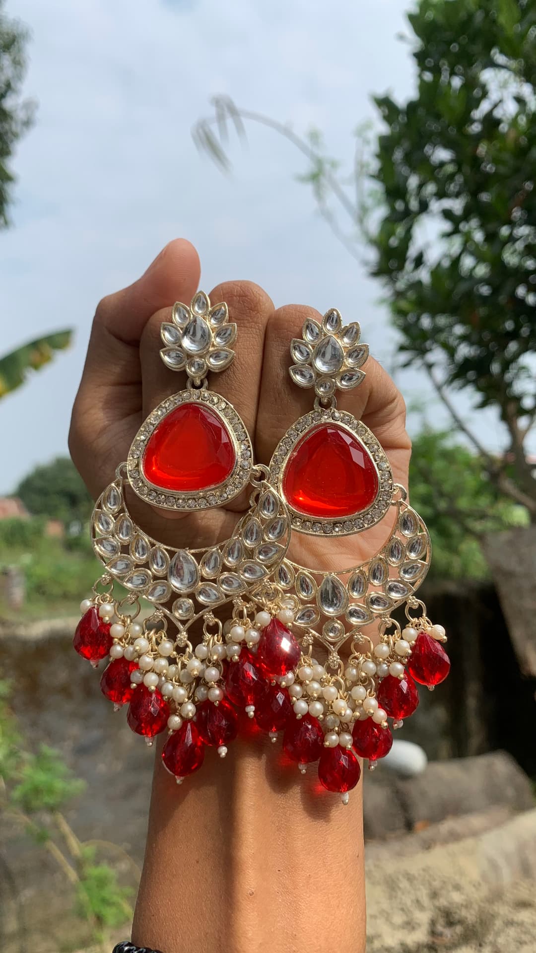 Kundan earing jhumka