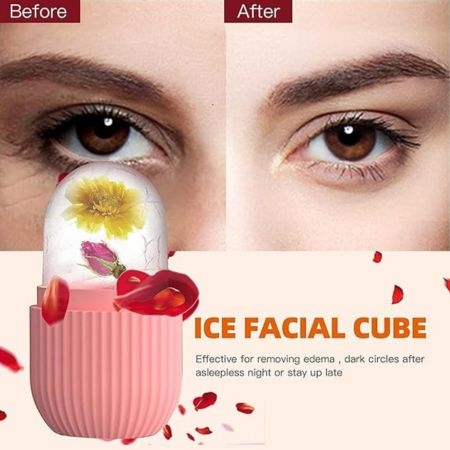 Ice Roller for Face Massager for Men & Women | Glowing Skin & Puffy Eyes | Reusable & Unbreakable (Pink) 4