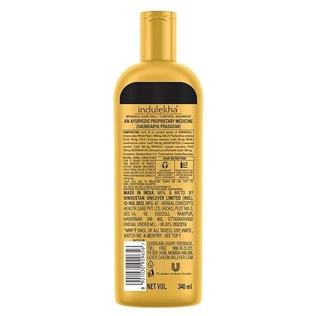Indulekha Bringha Shampoo 340ml, for Hair Fall Control, with Bringharaj Extracts, Amla, Shikakai, Paraben-Free, for Men & Women 2