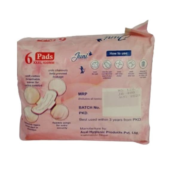 XXXL 400 MM, Juni Forever 100 % Pure Cotton 6 Pads 1