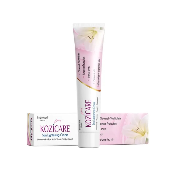Kozicare Skin Lightening Non-Sticky Cream Lotion | Enriched with 3% Kojic Acid, 1% Alpha Arbutin, 1% Glutathione, 2% Niacinamide, 2% Vitamin C | Best for Melasma, Pigmentation, Dark/Age Spots, Uneven Skin Shade - 15gm 1