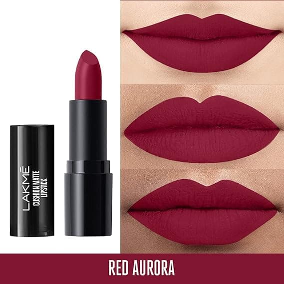 LAKME Cushion Matte Lipstick, Red Aurora, 4.5g 1
