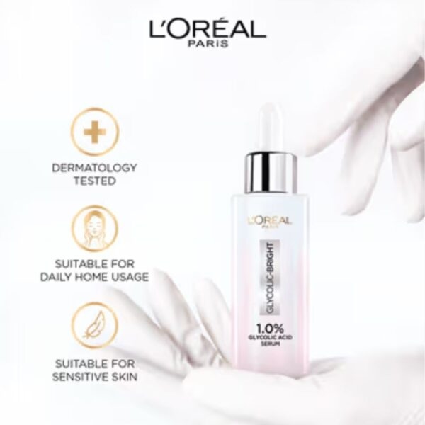 L'Oreal Paris Glycolic Bright Serum With Glycolic Acid & Niacinamide, Reduces Dark Spots - 15 ml 3