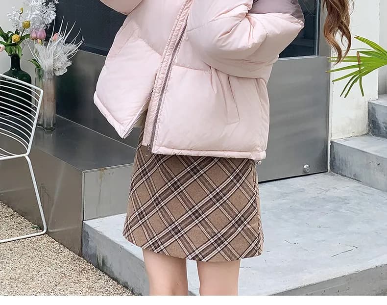 jacket ladies Stand Collar Two Tone Zip Puffer Jacket 4