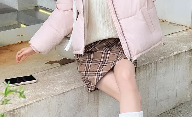 jacket ladies Stand Collar Two Tone Zip Puffer Jacket 7