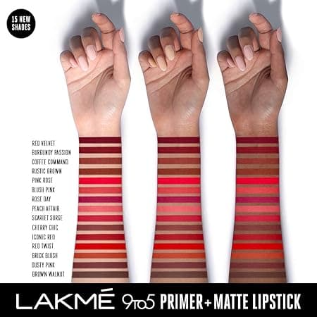 Lakme 9 To 5 Primer + Matte Lipstick - 3.6 g, Matte Finish, Lightweight Lipstick, Lasts For 16Hrs, Nourishes Lips & Great For Daily Use, Burgundy Passion 3