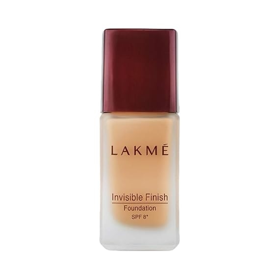 Lakme Invisible Finish SPF 8 Liquid Foundation 25 ml, 01 shade Ultra Light Water Based Face Makeup for Glowing Skin - Full Coverage, Natural Finish 1
