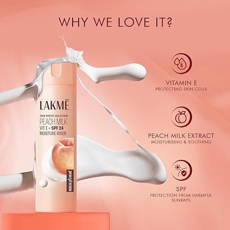 Lakme Peach Milk Moisturizer SPF 24 Sunscreen Lotion - 120 ml, Sun Protection, Locks Moisture For 12 Hrs 3