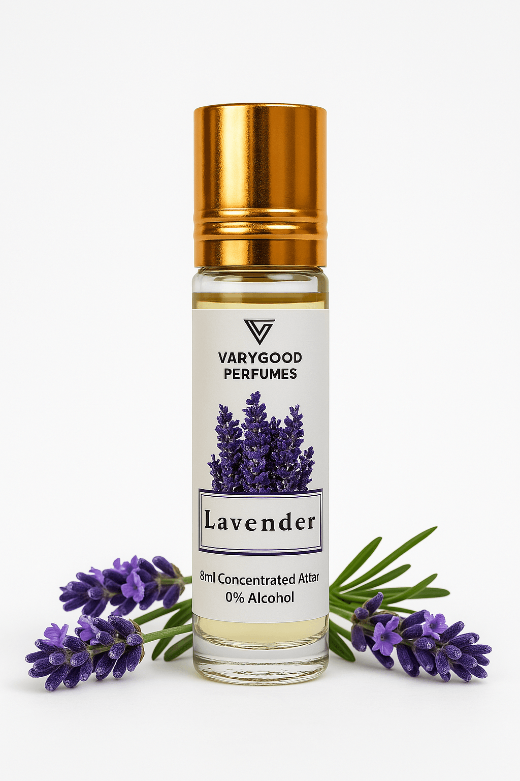 VaryGood Attar Combo Pack of 4 – Rose, Chandan, Jasmine & Lavender | 8ml Each | Alcohol-Free Roll-On Perfume for Men & Women 4