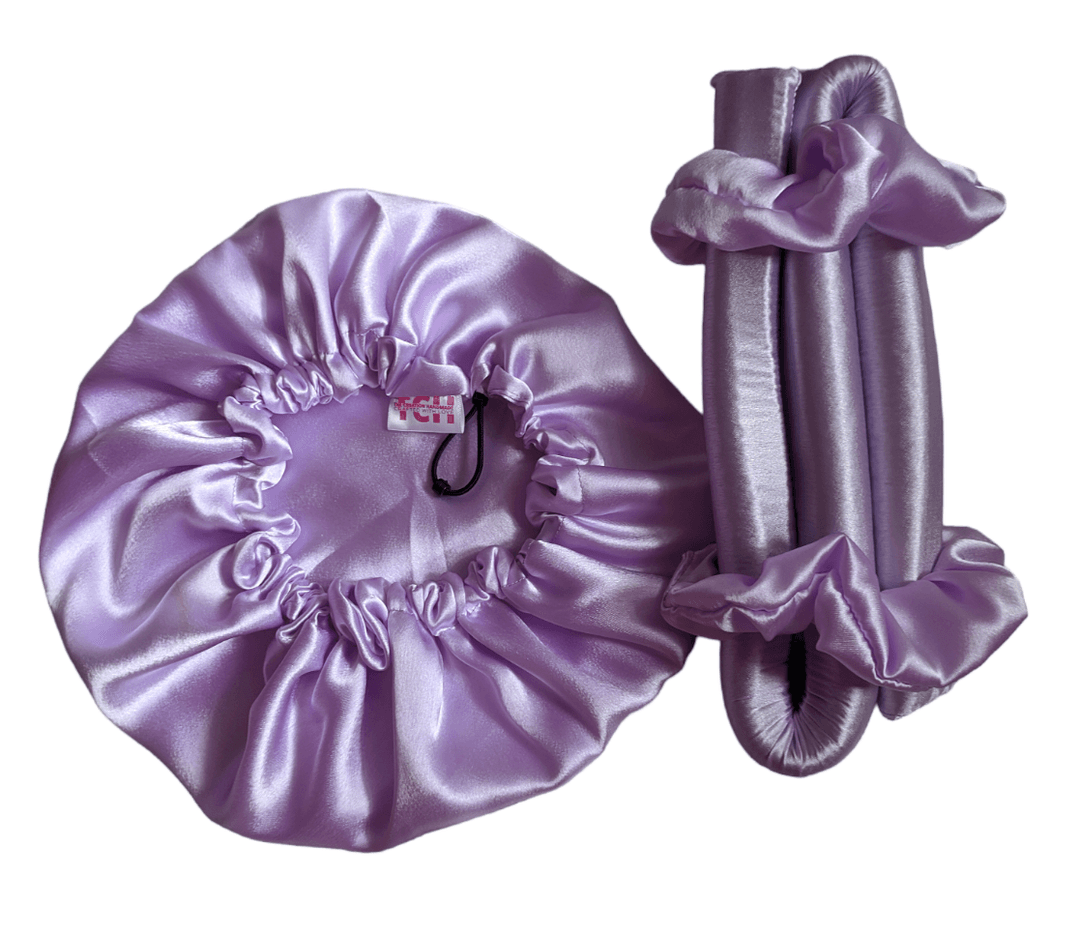 Silk Bonnet And Silk Heatless Hair Curler Set 6