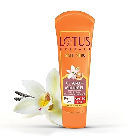 Lotus Herbals Safe Sun Invisible Matte Gel Sunscreen SPF 50 PA+++ 50g , For Men & Women, Non-Greasy, Suitable for Oily Skin,Orange 1