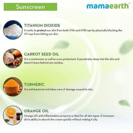 MAMAEARTH Ultra Light Natural Sunscreen Lotion SPF 50 PA+++ With Turmeric & Carrot Seed, 80ml 4