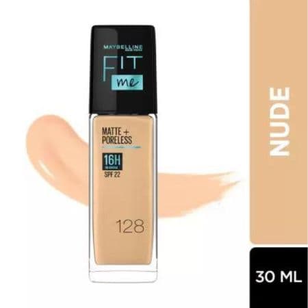 MAYBELLINE NEW YORK Fit Me Matte+Poreless Liquid Foundation (With Pump & SPF 22) Foundation (128 Warm Nude, 30 ml)