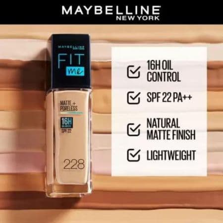 MAYBELLINE NEW YORK Fit Me Matte+Poreless Liquid Foundation (With Pump & SPF 22) Foundation (128 Warm Nude, 30 ml) 1