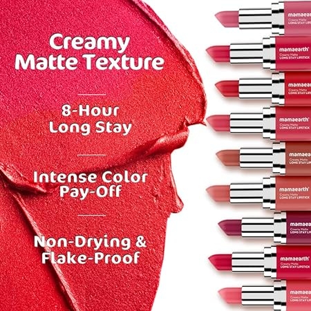 Mamaearth Creamy Matte Long Stay Lipstick Rose Nude 4.2 g, with Murumuru Murumuru Butter and Vitamin E for 8-Hour Long Stay 6