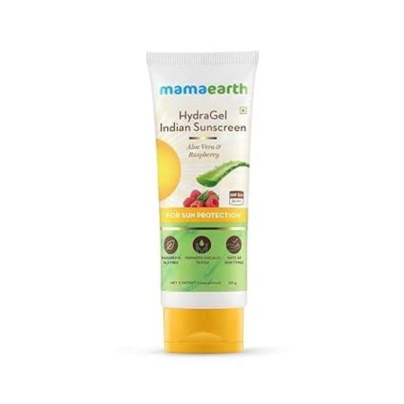 Mamaearth HydraGel Indian Sunscreen SPF 50, With Aloe Vera & Raspberry, for Sun Protection (50g) 1
