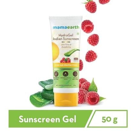 Mamaearth HydraGel Indian Sunscreen SPF 50, With Aloe Vera & Raspberry, for Sun Protection (50g) 1