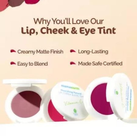 Mamaearth Nourishing Natural Lip Cheek & Eye Tint with Vitamin C & Beetroot Beet Red (Pack of: 1, 4 g) 5