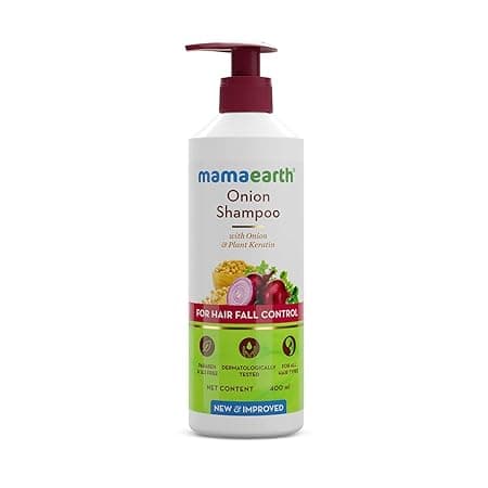 Mamaearth Onion Shampoo Onion Oil & Plant Keratin 400ml, for Hair Growth & Hair Fall Control.
