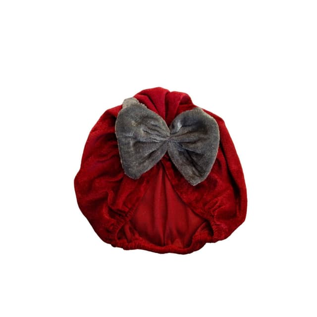 Maroon Color Velvet Bow Design Baby Turban