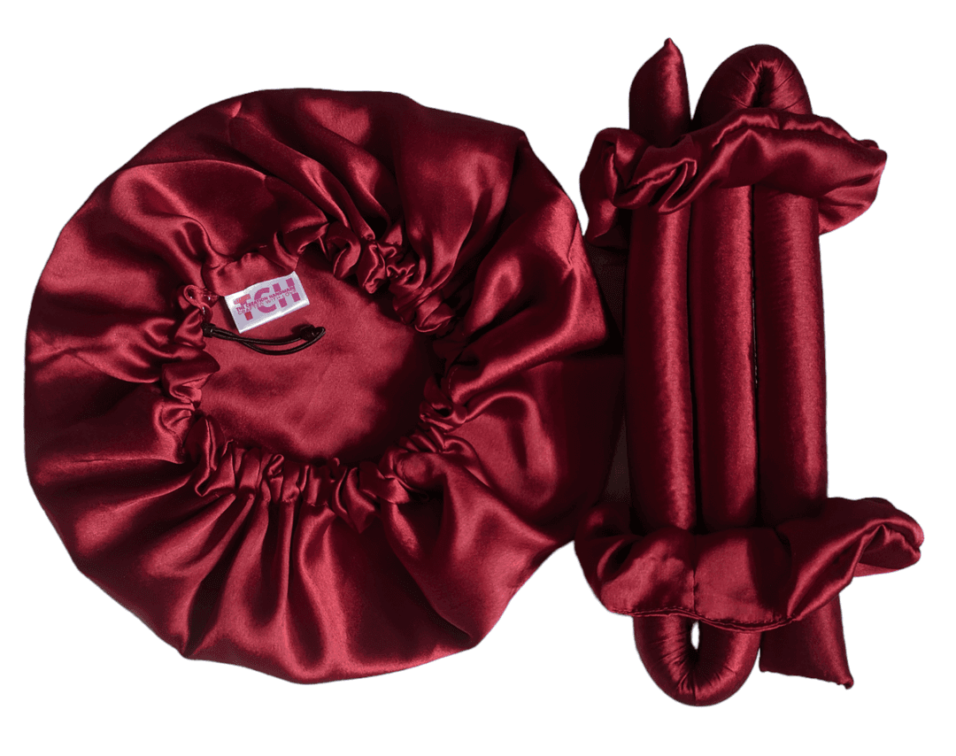 Silk Bonnet And Silk Heatless Hair Curler Set 7