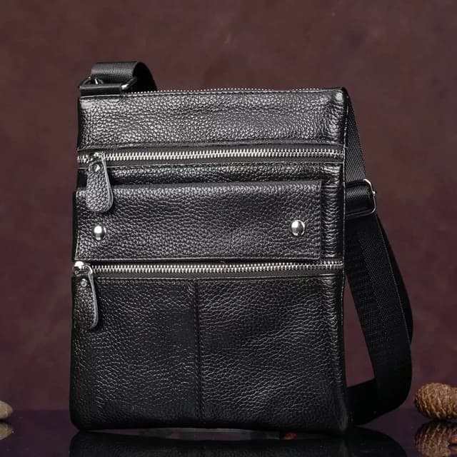 Messenger Bag For Men Genuine Leather Shoulder Bags Thin Business Cross body Bags Zipper Designer