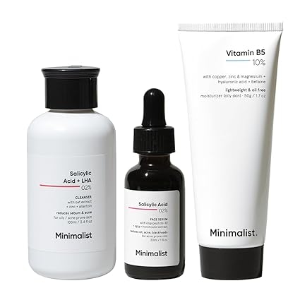 Minimalist Acne Treatment Skincare Kit Routine Kit For Women & Men Face Wash, Serum & Moisturizer Combo 1
