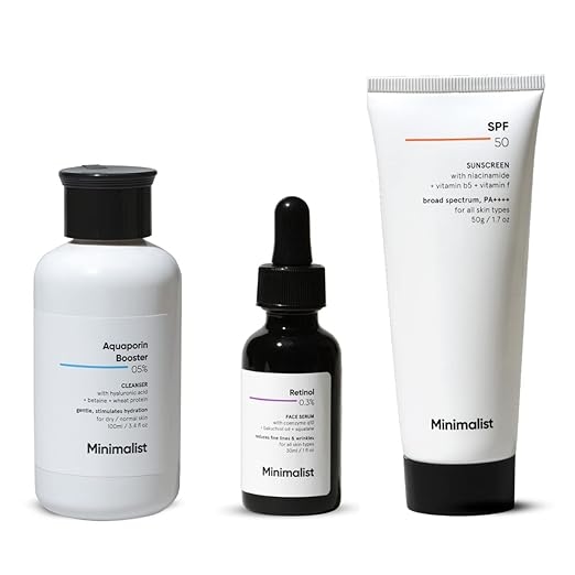 Minimalist Anti-Aging Skincare Kit, Routine Kit For Unisex, Face Wash, Serum & Sunscreen Combo 1