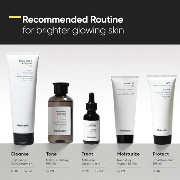 Minimalist 16% Vitamin C Face Serum 20 ml, With Vit E, & Ferulic Acid For Glowing Skin 5