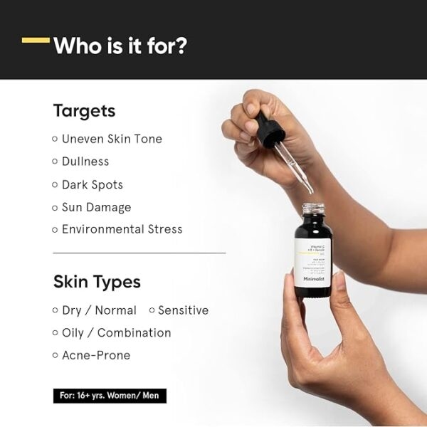 Minimalist 16% Vitamin C Face Serum 20 ml, With Vit E, & Ferulic Acid For Glowing Skin 4