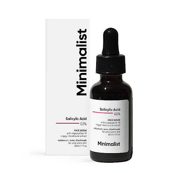 Minimalist 2% Salicylic Acid Serum For Acne 30 ml, Blackheads & Open Pores, Reduces Excess Oil & Bumpy Texture, BHA Based Exfoliant for Acne Prone or Oily Skin 1