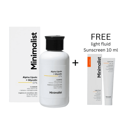 Minimalist 7% ALA & AHA Face Wash for Brightening With Free Light Fluid SPF 50 Sunscreen
