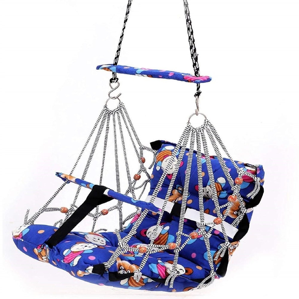 Kids New Toy Set Fabric Kids Cotton Blue Swing for Kids Baby’s Children Folding and Washable with Safety Belt (Multi) 2