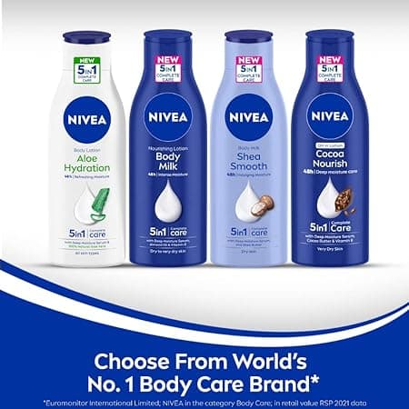 NIVEA Cocoa Nourish Body Lotion - 250ml, Deep Moisture 48 H Moisturization With Cocoa Butter & Coconut Oil 5